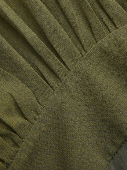 Semi-Sheer Puff-Sleeve Ruched Bodysuit