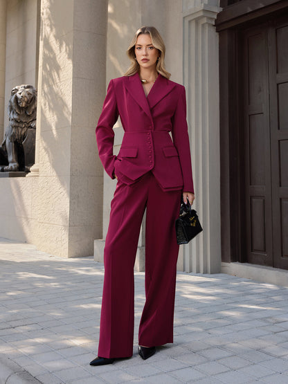 Button-Front Corset & Blazer Two-Piece Set