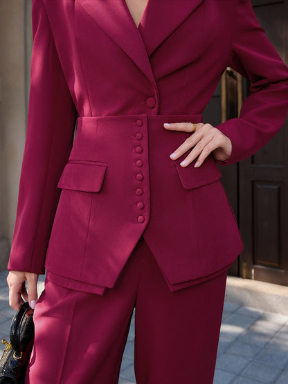Button-Front Corset & Blazer Two-Piece Set