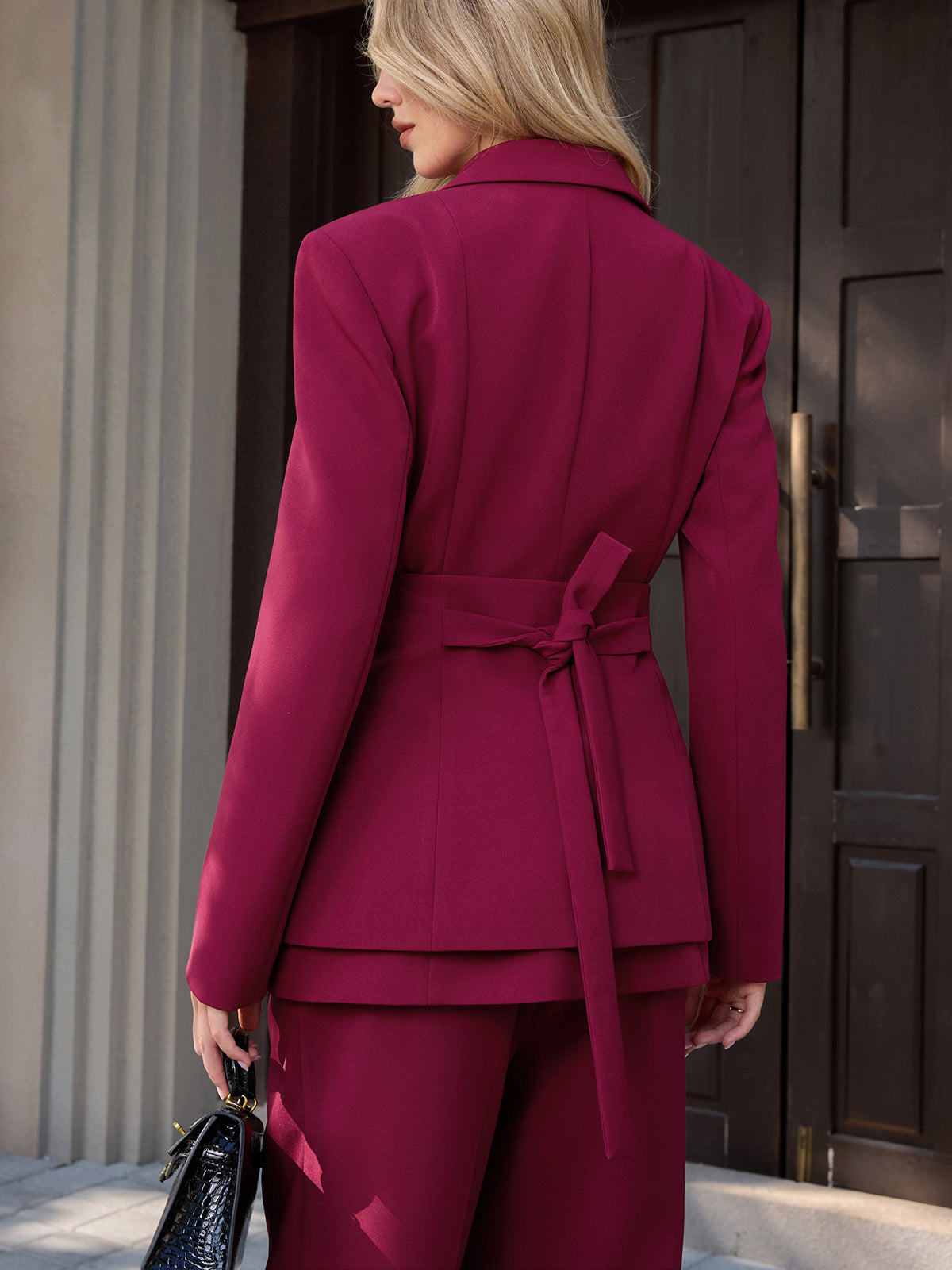 Button-Front Corset & Blazer Two-Piece Set