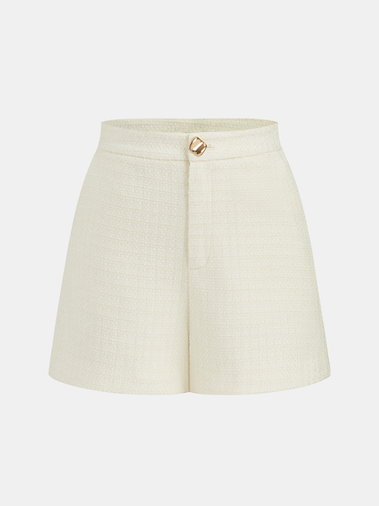 Metal Button Tweed Vest & Shorts Set