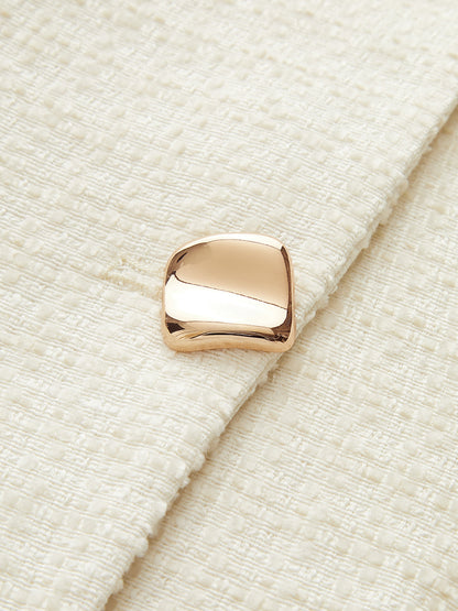 Metal Button Tweed Vest & Shorts Set