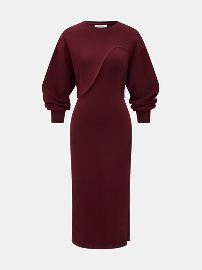 Cut-Out Cropped Sweatshirt & Bodycon Dress Set