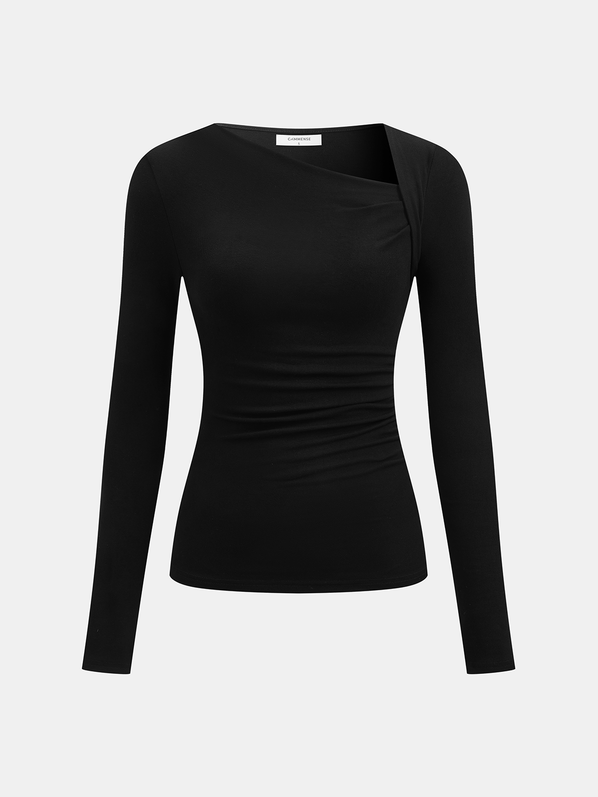 Ribbed Knit Long Sleeve Asymmetric Shirt