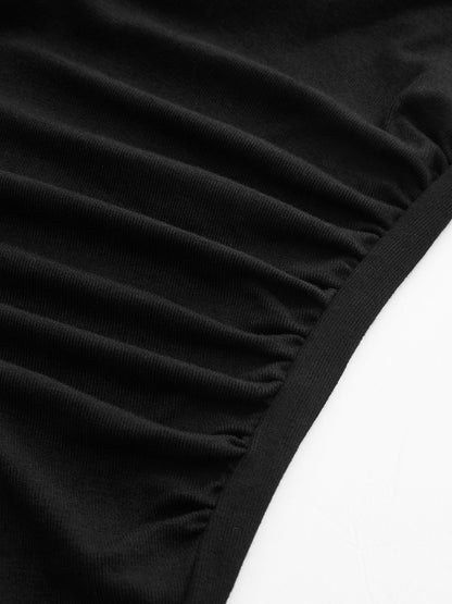 Ribbed Knit Long Sleeve Asymmetric Shirt