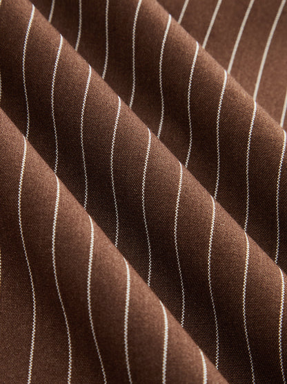 Pinstripe Sleeveless Top and Pants Set with Belt