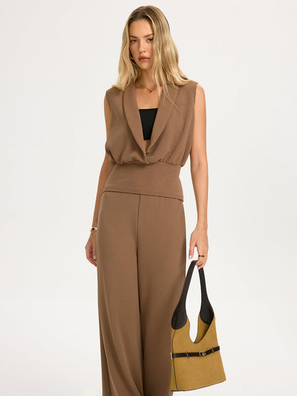 Sleeveless Blouse & Wide-Leg Pants Set