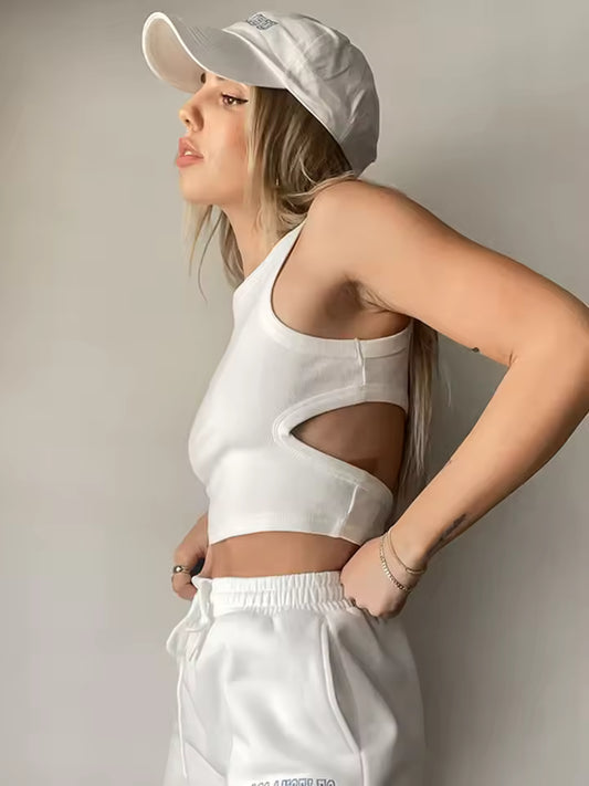 The Lennox Ribbed Racer Crop