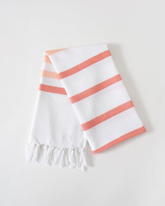 Orange Striped Tassel Beach Towel