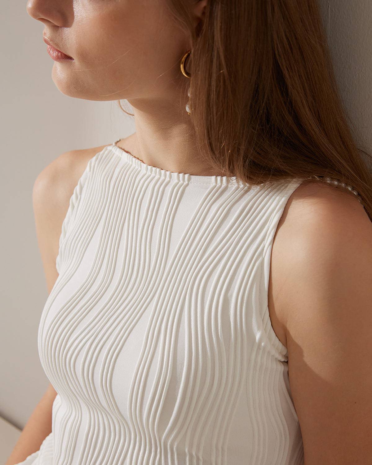The Azure Water-Ripple Cami Dress