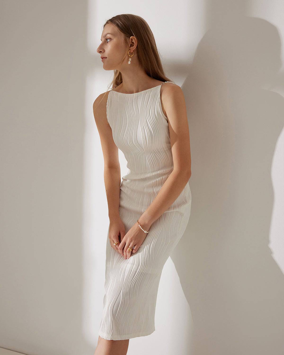 The Azure Water-Ripple Cami Dress