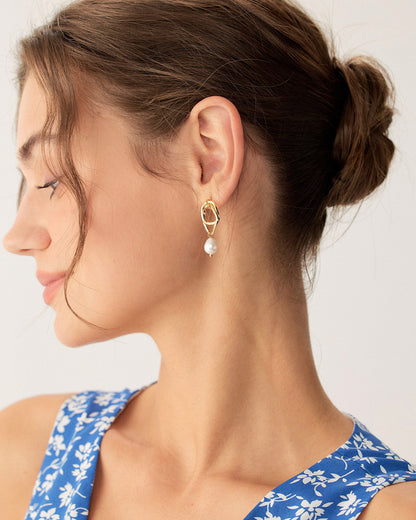 Metal Pearl Earrings