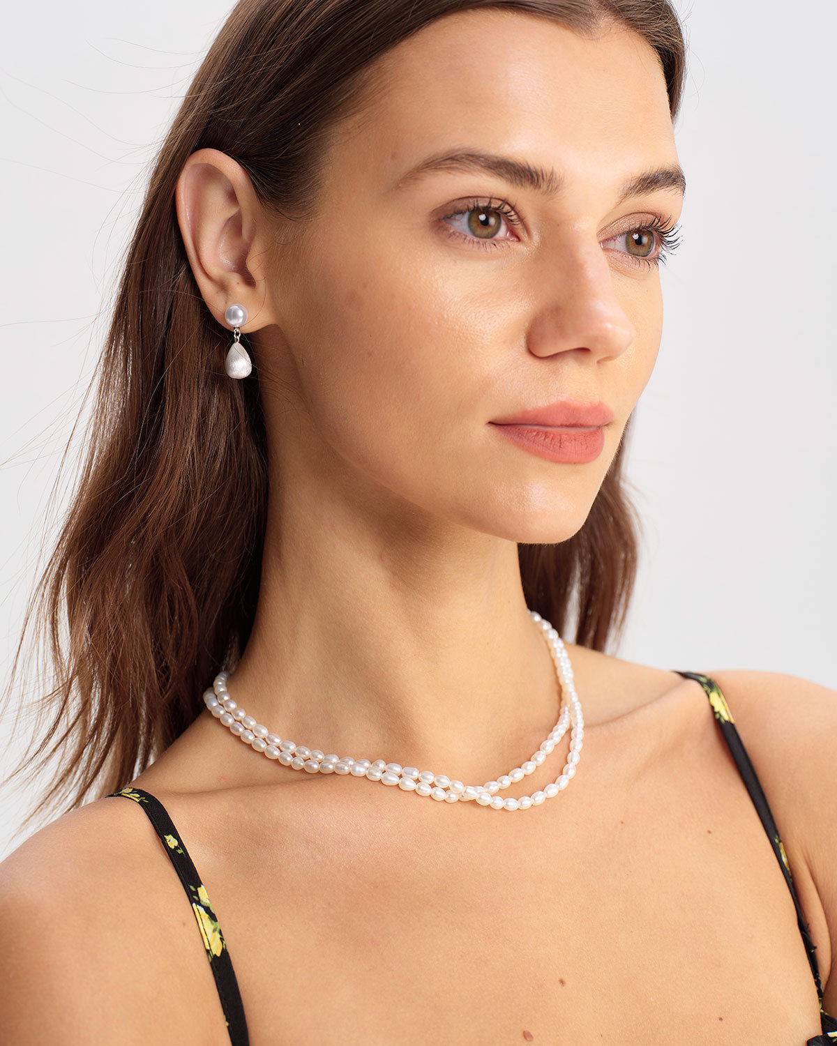 Silver Pearl Metal Earrings