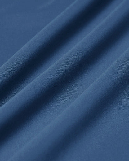 Navy Square Neck Pocket Slip Midi Dress