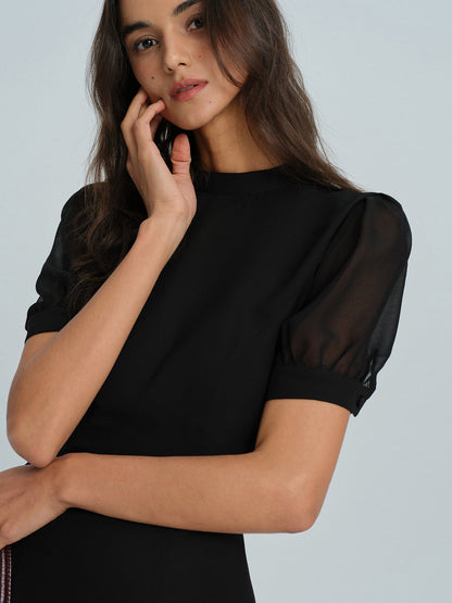 Black Mock Neck Mini Dress