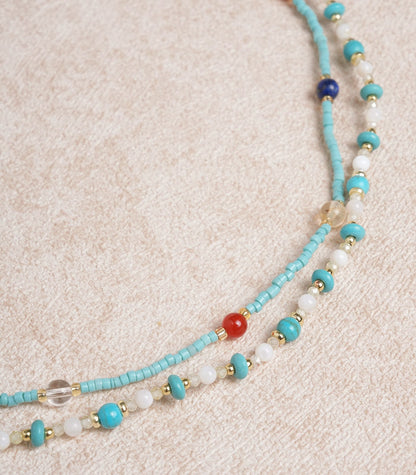Blue Beaded Clavicle Necklace