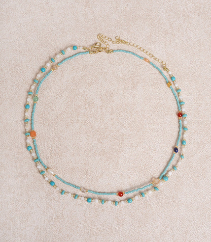 Blue Beaded Clavicle Necklace