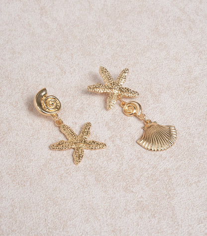 Gold Starfish Shell Earrings