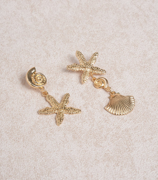Gold Starfish Shell Earrings