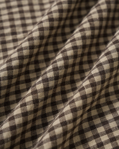 Brown Gingham Collar Cotton Mini Dress
