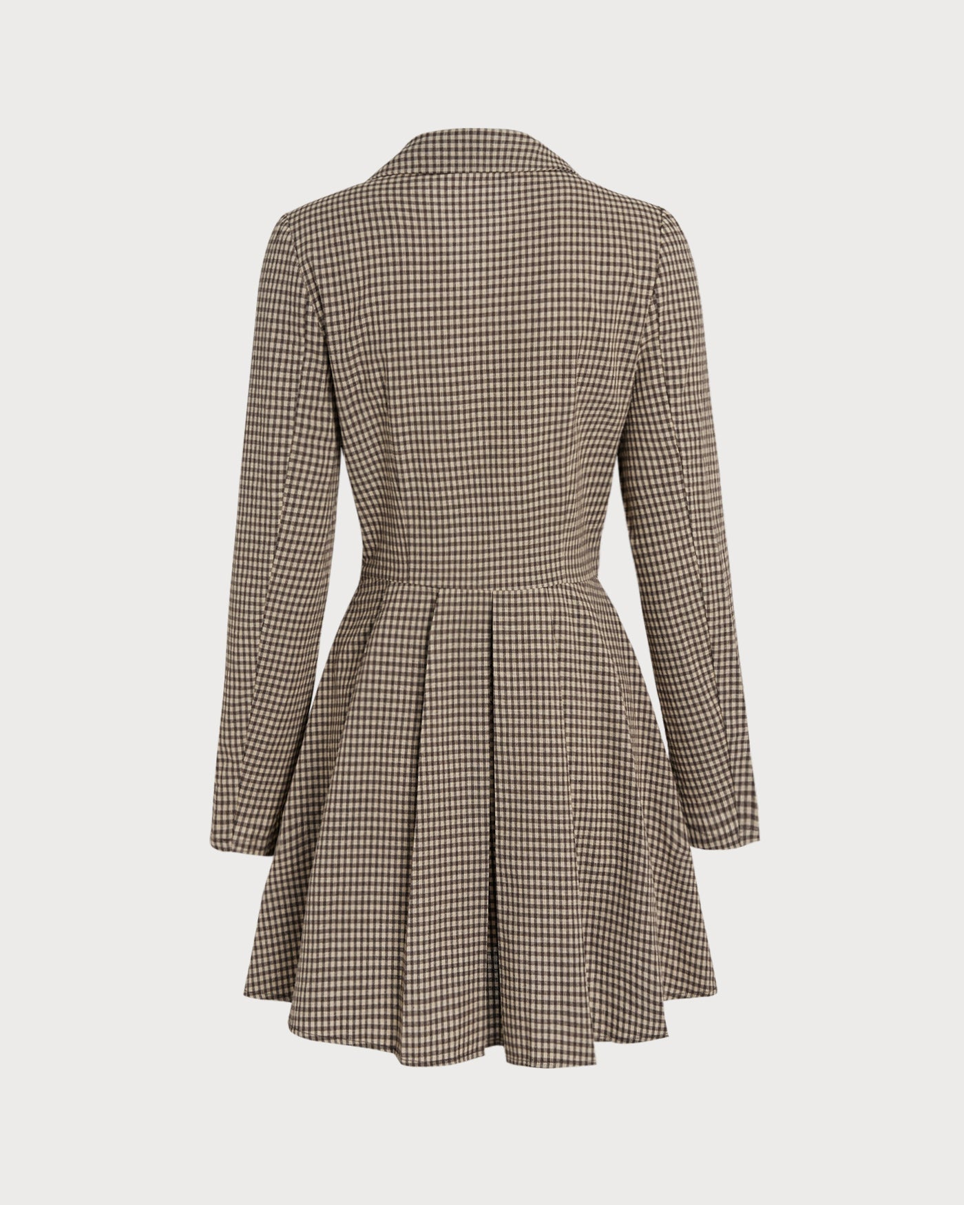Brown Gingham Collar Cotton Mini Dress