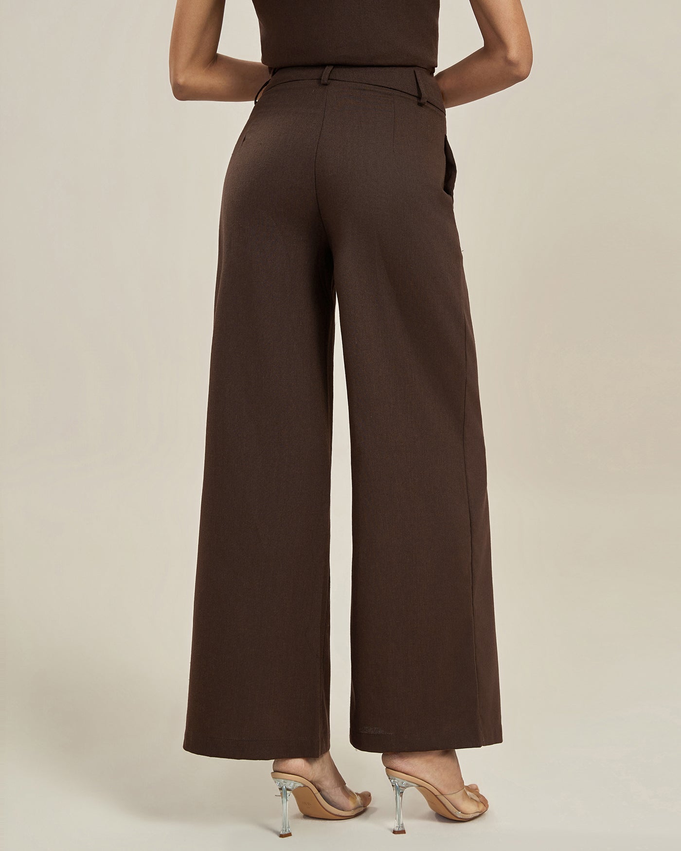 Coffee Button Pocket Casual Pants