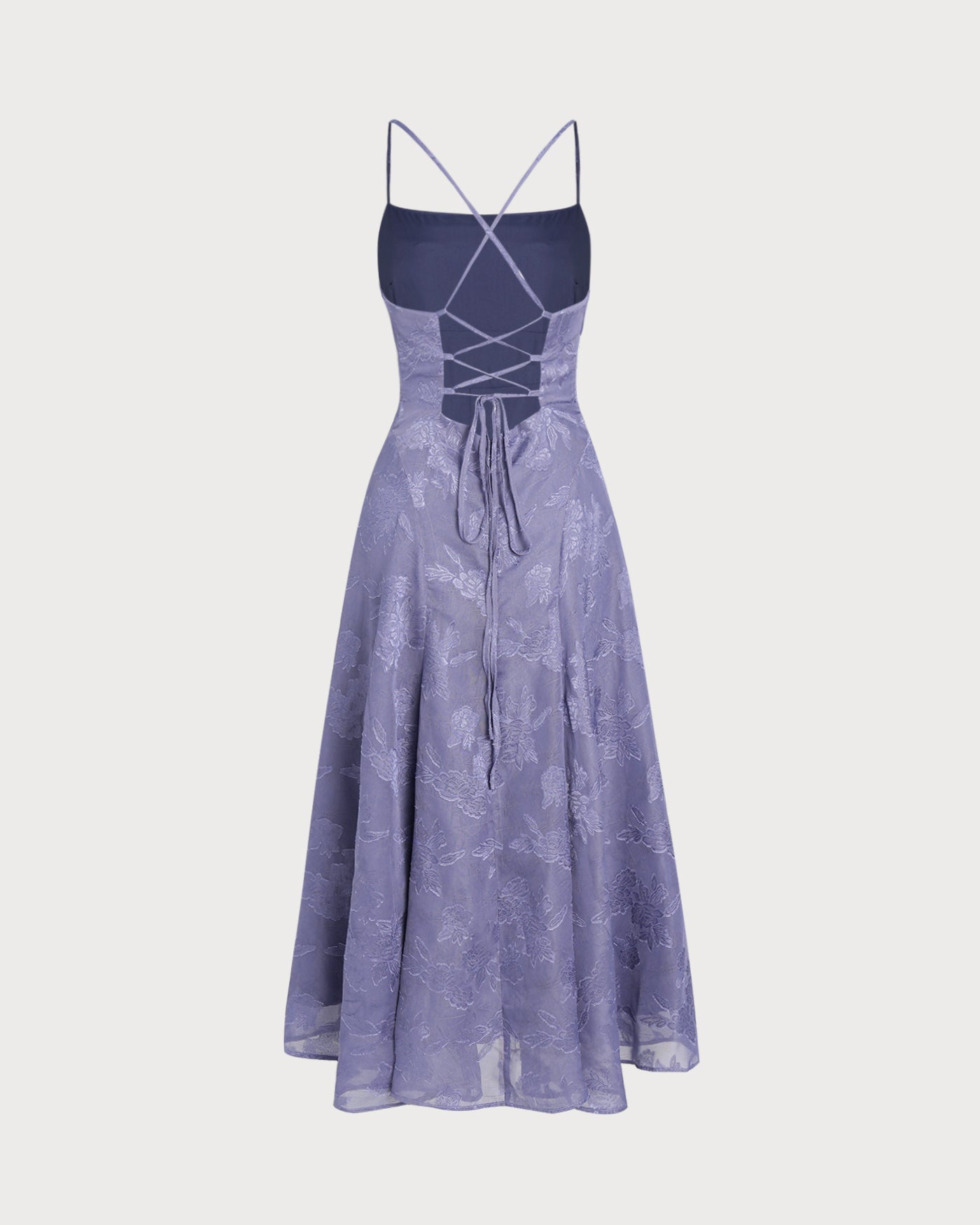 Blue Jacquard Slip Maxi Dress