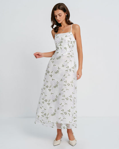 White Floral Slip Maxi Dress