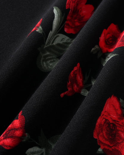 Black Floral V Neck Maxi Dress