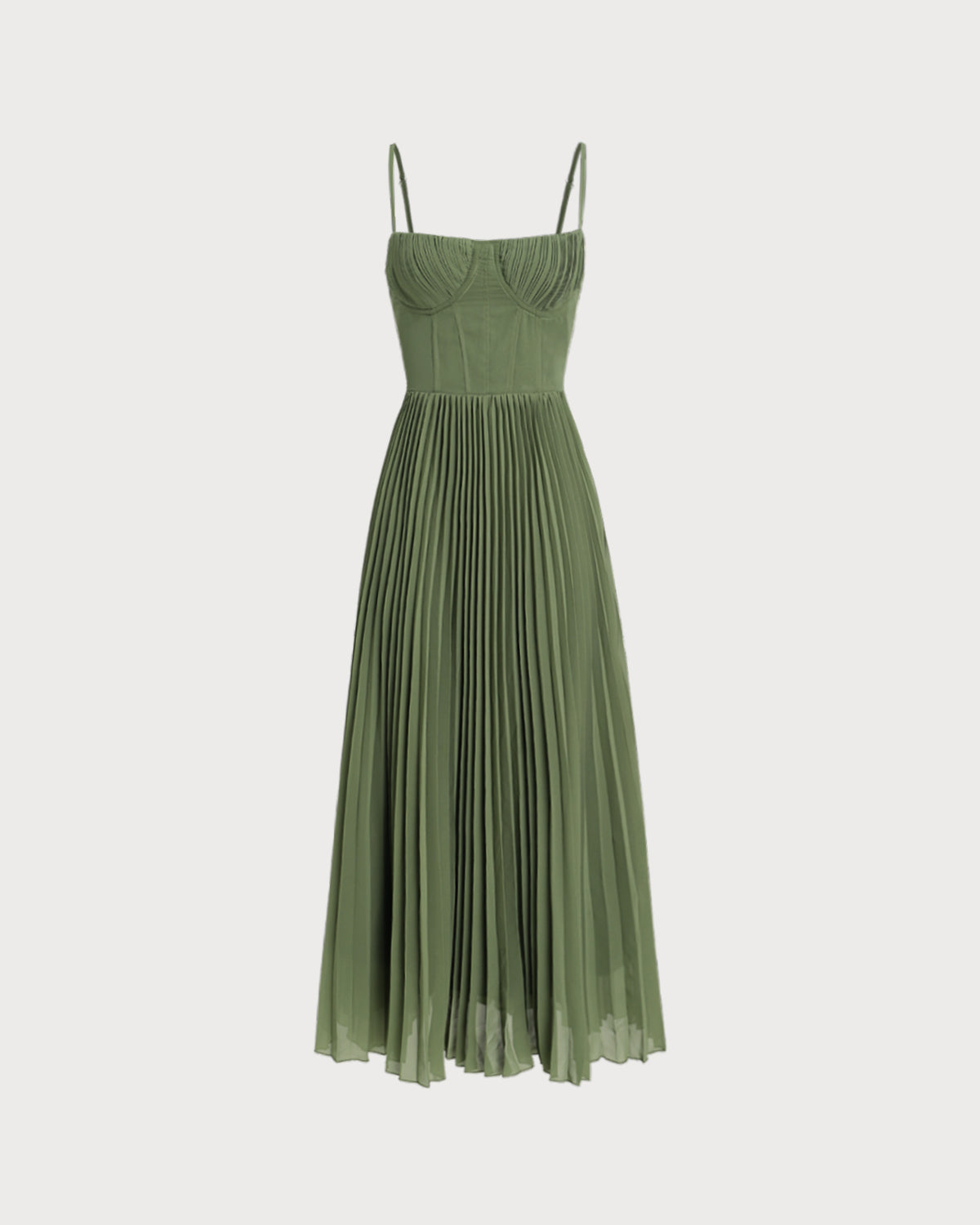 Green Sweetheart Neck Flowy Slip Maxi Dress