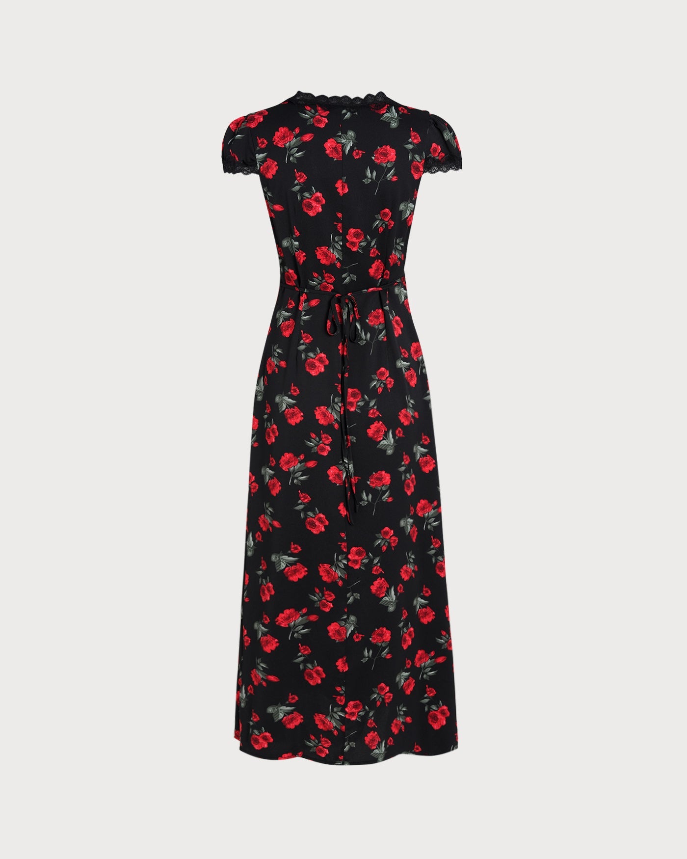 Black Floral V Neck Maxi Dress