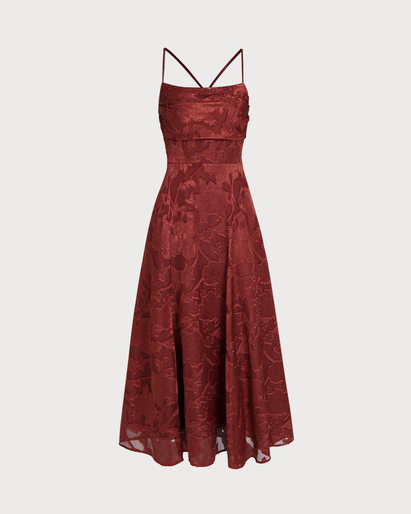 Brick Red X Cross Floral Maxi Dress