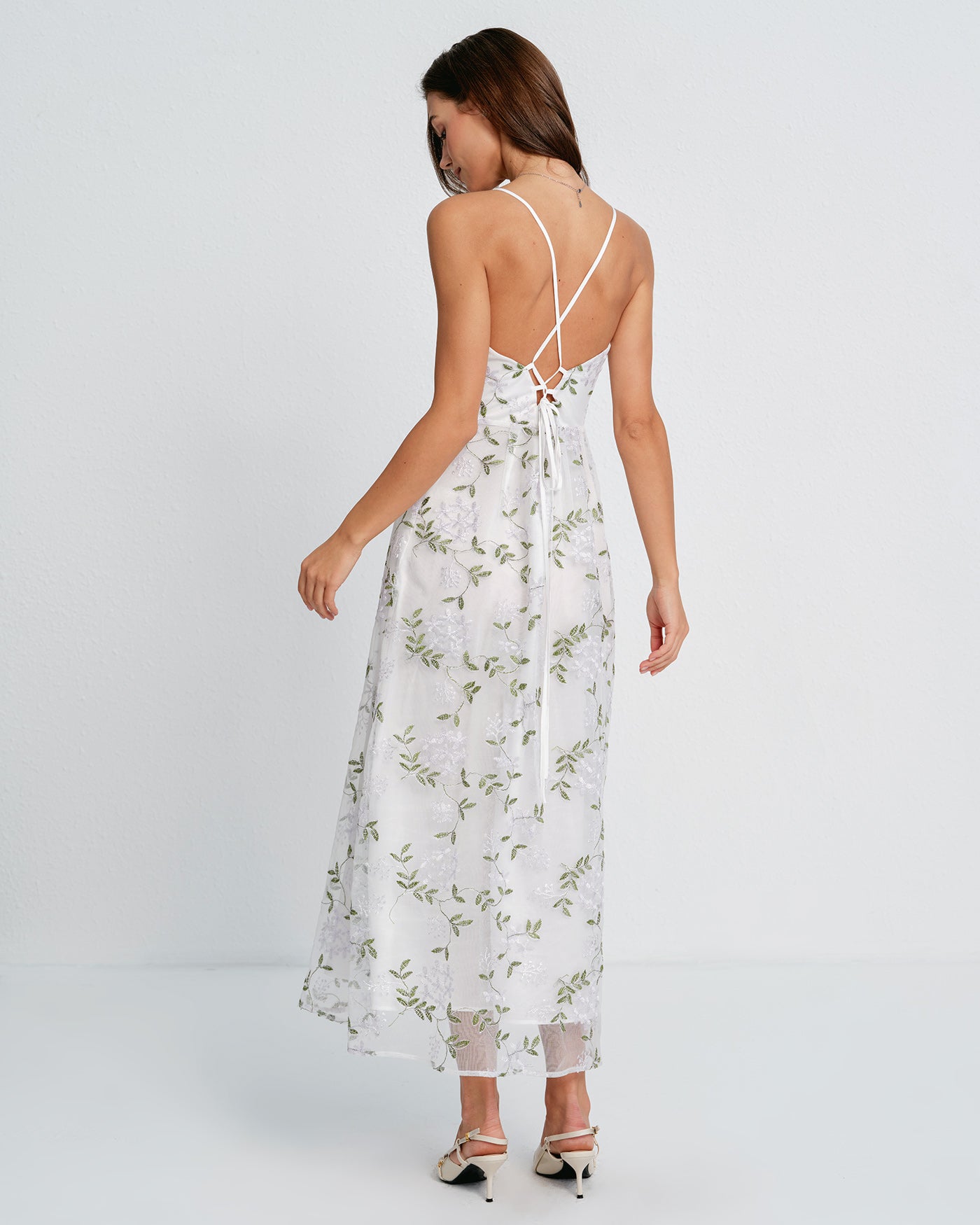 White Floral Slip Maxi Dress