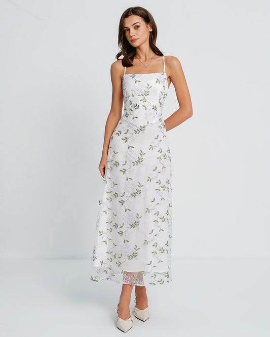 White Floral Slip Maxi Dress