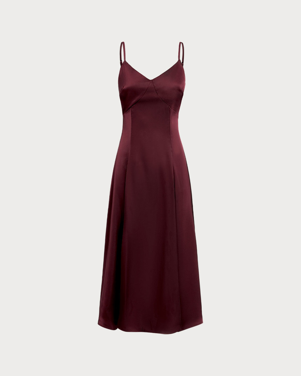 Wine Red Satin A-Line Slip Maxi Dress