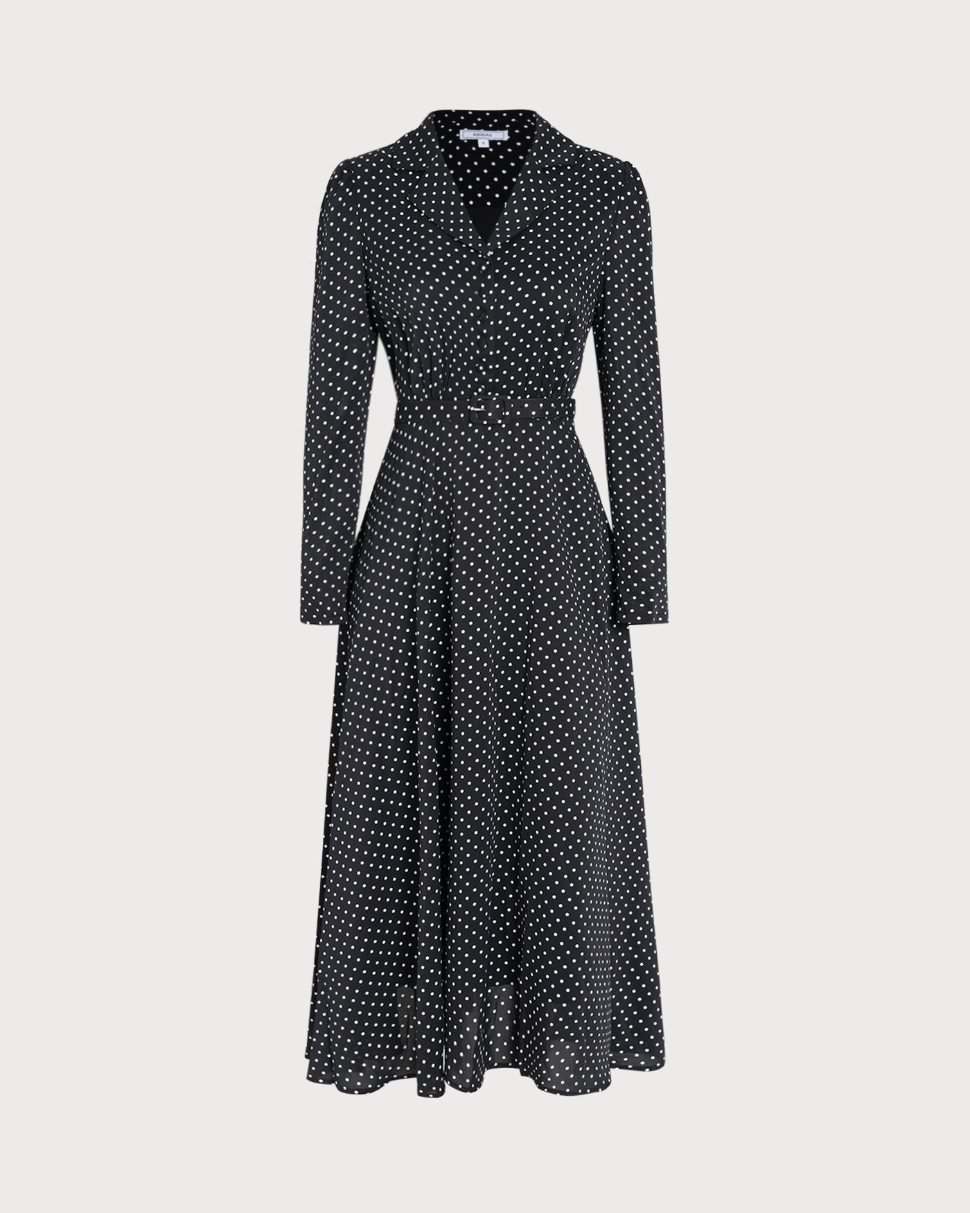 Black Polka Dot Collar Midi Dress