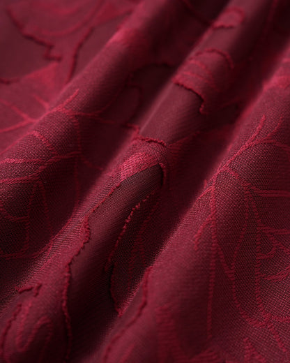 Red Jacquard Chiffon Midi Dress