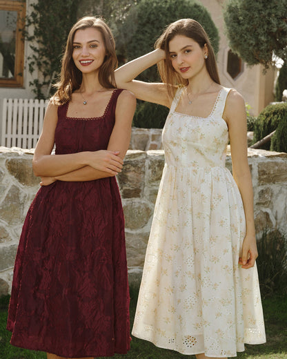 Yellow Floral Ruched Midi Dress