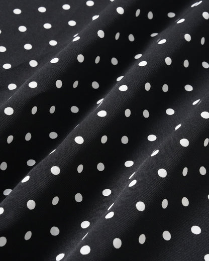 Black Polka Dot Collar Midi Dress