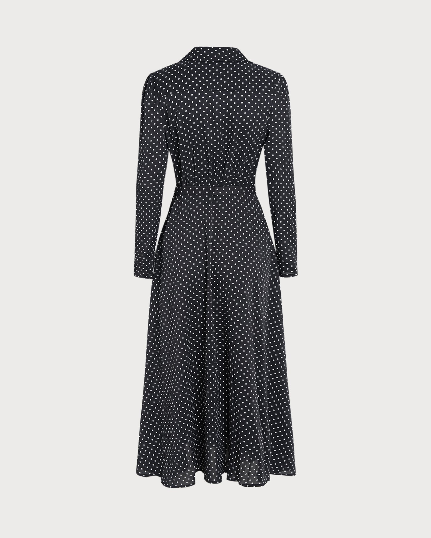 Black Polka Dot Collar Midi Dress