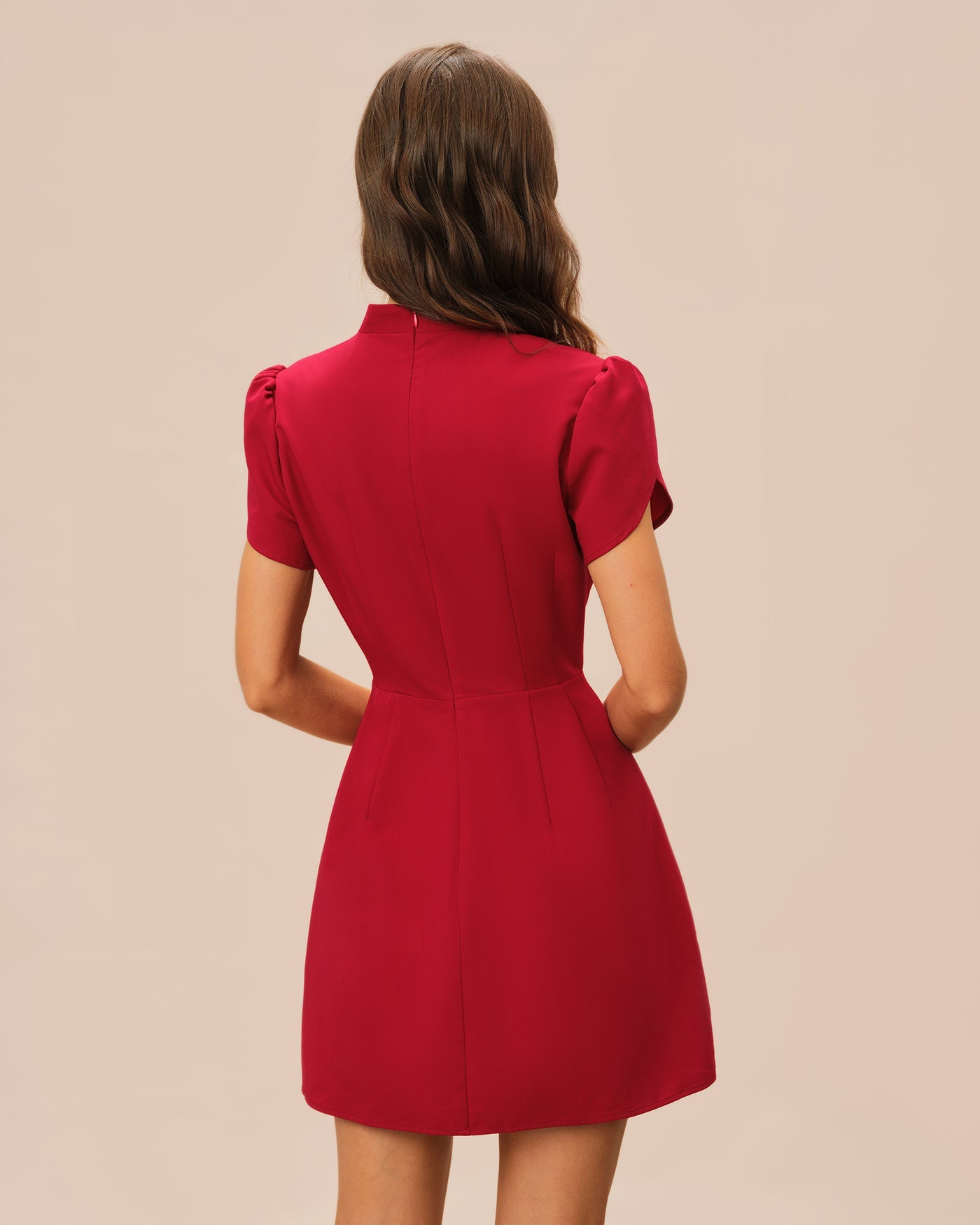 Red Petal Sleeve Mini Dress