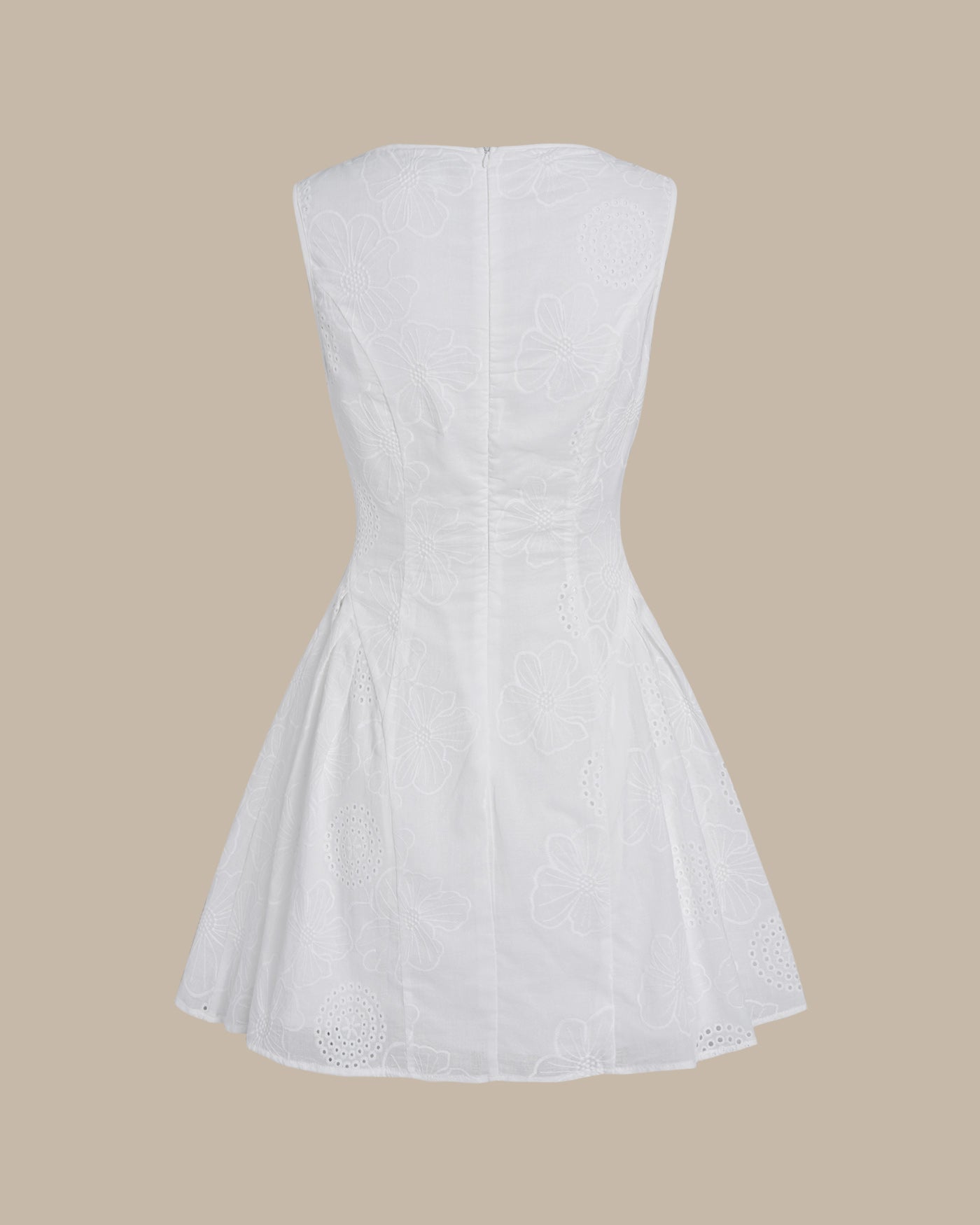 White Floral Textured Mini Dress