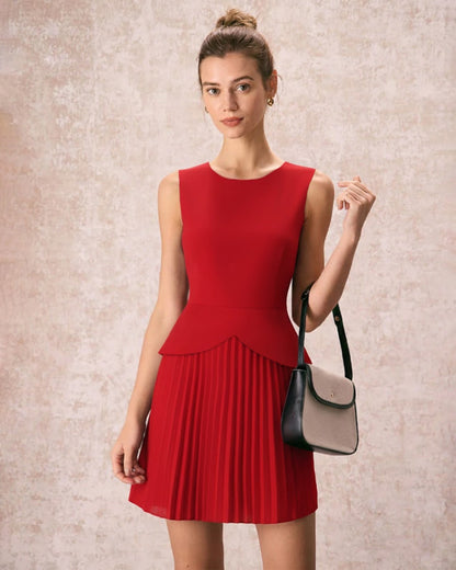 Red Ruched Mini Dress