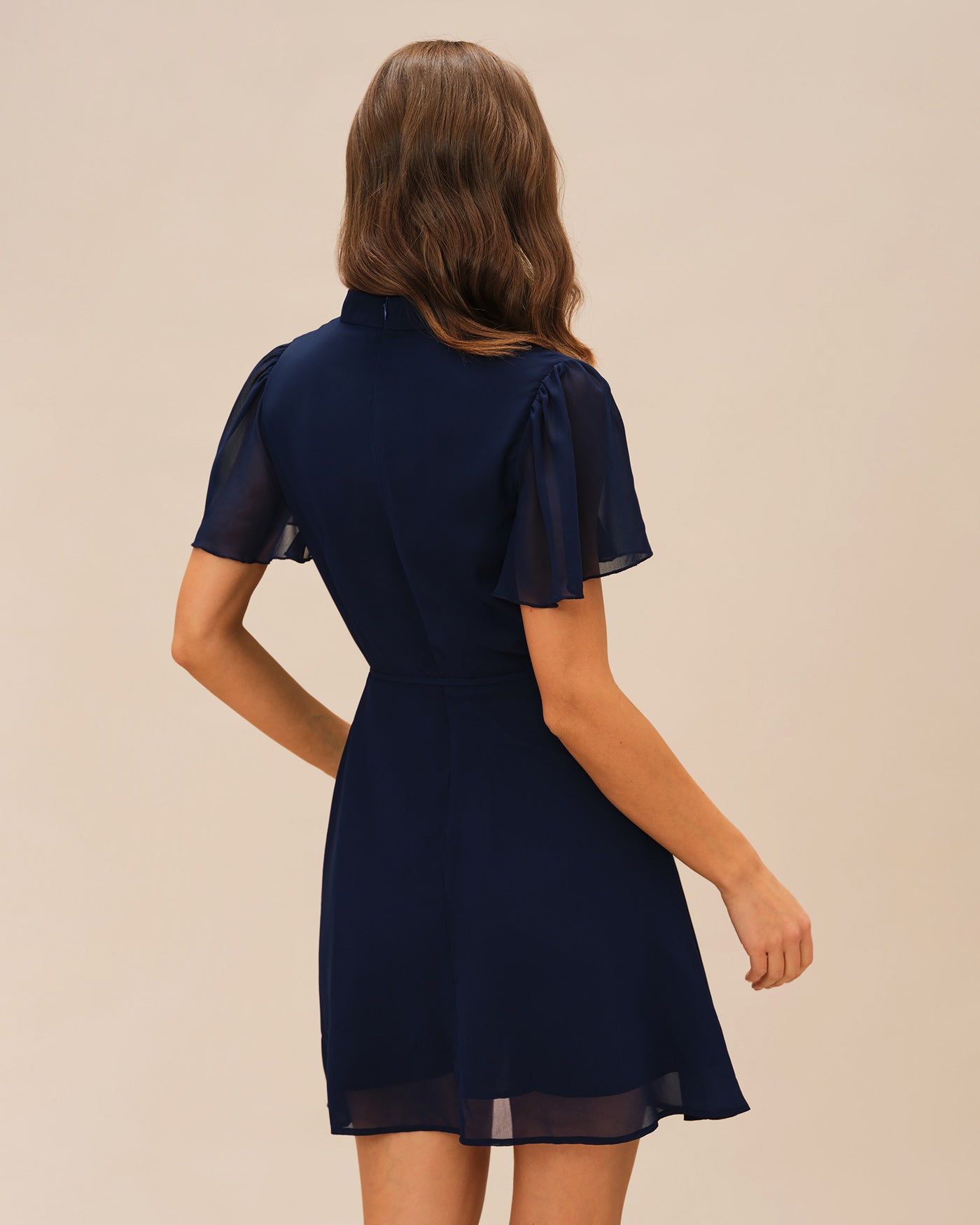 Blue Butterfly Sleeve Mini Dress