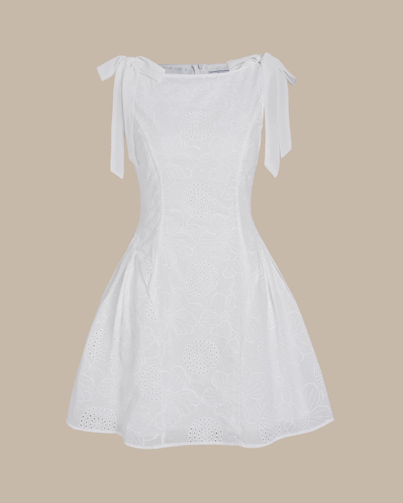 White Floral Textured Mini Dress