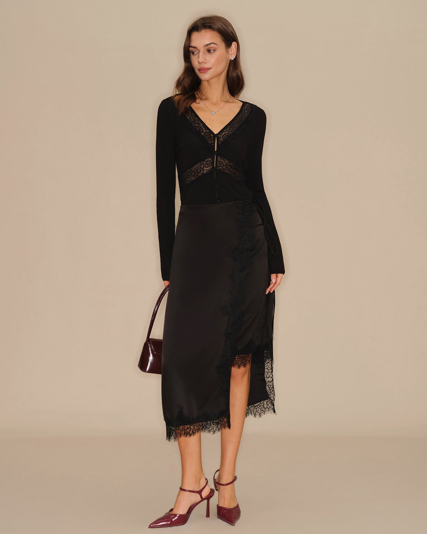 Black Lace Midi Skirt