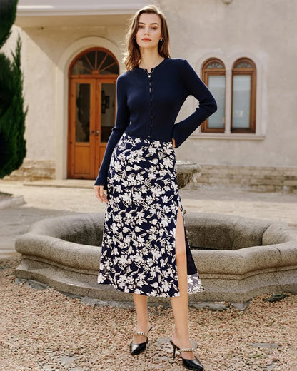Floral Slit Midi Skirt