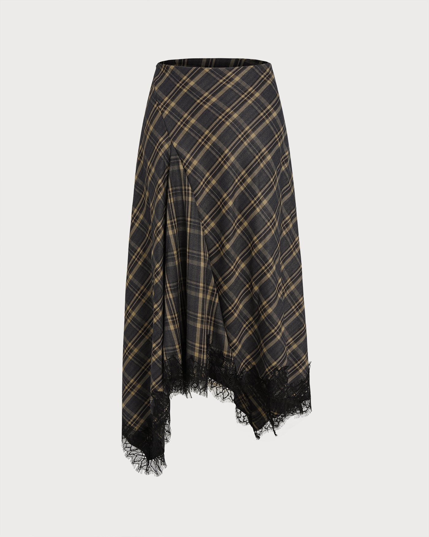 Brown Plaid A-Line Midi Skirt